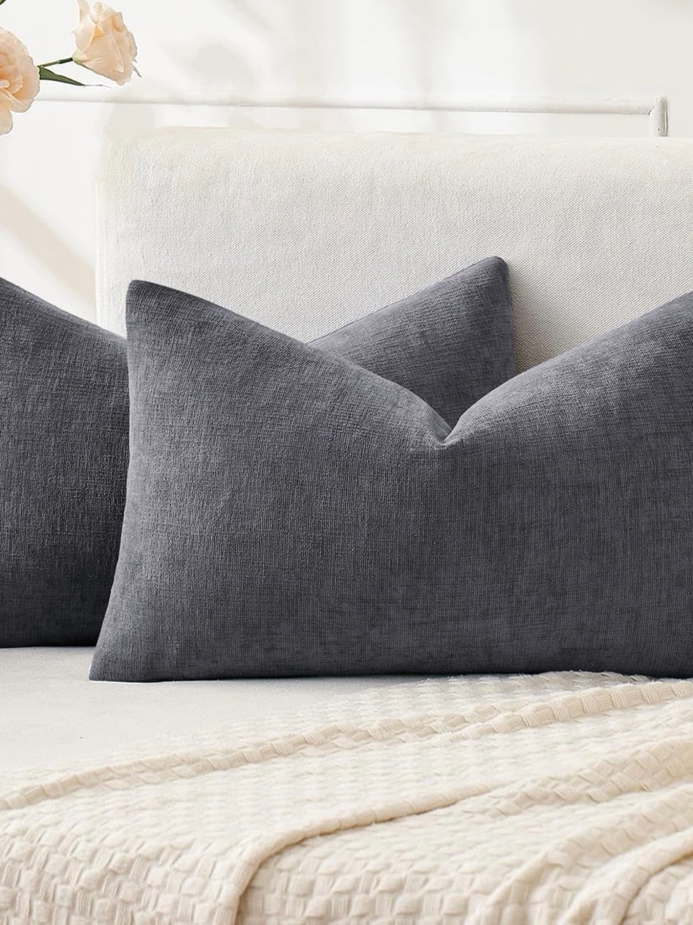 Grey Linen Throw Pillow Covers
